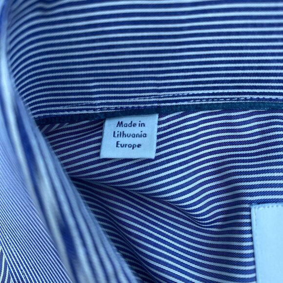 Eton Blue Striped Button-Up Dress Shirt | Size M - Picture 6 of 8